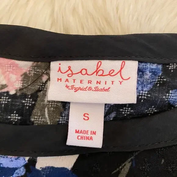 Isabel Maternity by Ingrid & Isabel Floral Print Short Sleeve Shirt Small - Picture 3 of 9